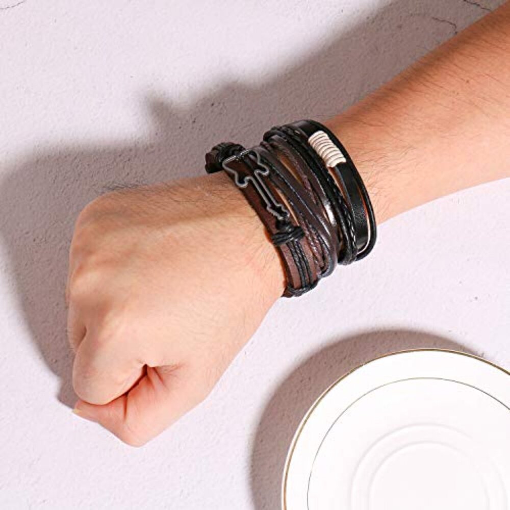 Adjustable Leather Bracelet Set Multilayered Stac… - image 7